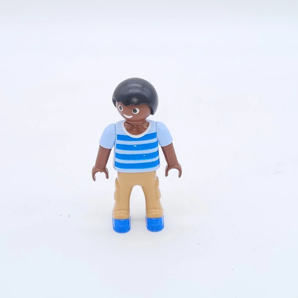 Playmobil 1.2.3 Male Figure Boy OS Blue Striped Shirt Tan Pants 2016 3406650 3